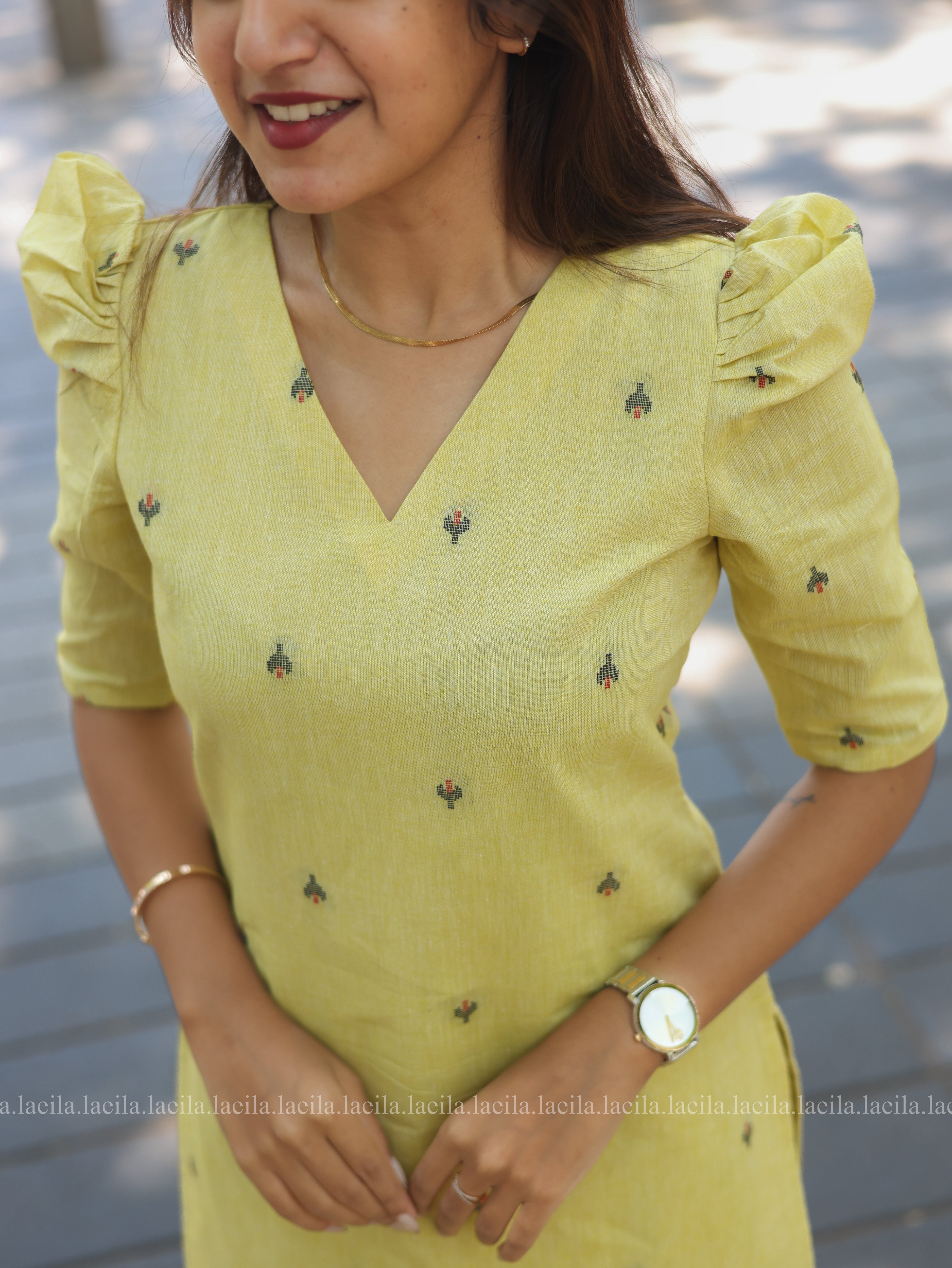 Yellow cotton Meera co-ord set